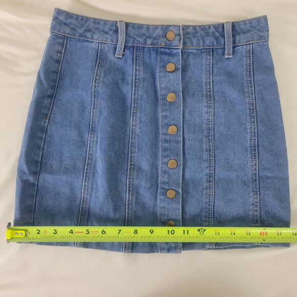 Forever 21 Denim Mini Skirt Womens Small Blue Jean Button Fly Medium Wash Cotton - Picture 5 of 10
